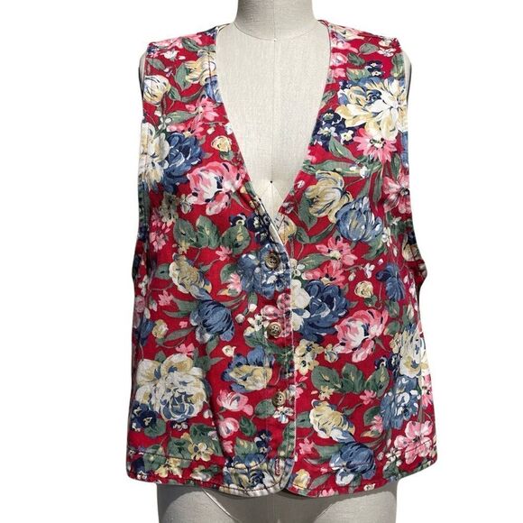 VINTAGE 1980’s Floral Granny Vest Medium - Picture 1 of 7
